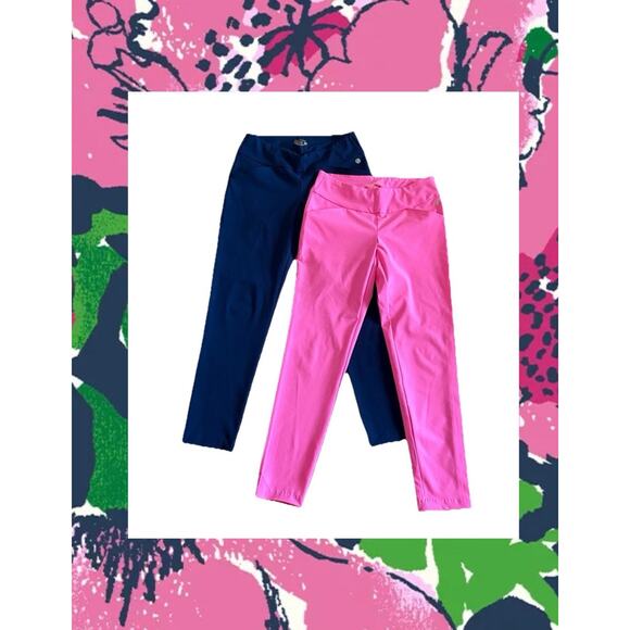Lilly Pulitzer Luxletic 28" Corso Pants Bundle - 4, Navy / Pink, Preppy Resort - Picture 1 of 11
